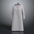 Long Gray Woolen Coat with Brown Buttons Classic Elegant Winter Outerwear 3d model