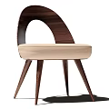 Modern Dining Chair With Arched Wooden Back Beige Cushion And Slender Legs