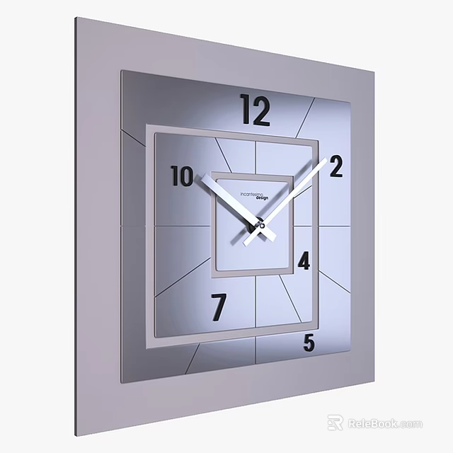Sleek Minimalist Square Wall Clock With Numeric Markers And Modern Design 3d model 