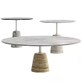 Modern Round Coffee Tables With Unique Textured Bases And Smooth Stone Surface 3d model