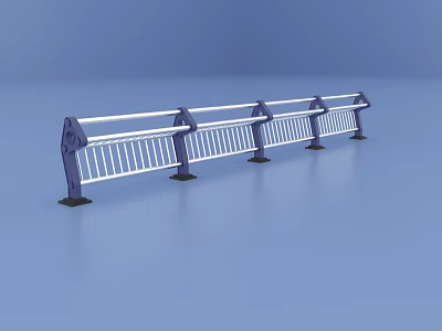 Modern Metal Railing With Decorative Posts And Horizontal Bars Structure 3d model