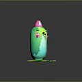 Colorful Slime Creature Character With Open Mouth And Glowing Green Dripping Slime