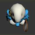 Blue Smurf Character With White Hat Yellow Flower Holding Mirror Toy Figure