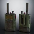 Two Green Vintage Style DoorBells With Antennas And Red Functional Buttons