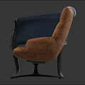 Dark Blue Button Decor Single Sofa With Metal Legs And Brown Leather Rotating Base