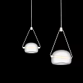 Two Modern White Dome Shaped Pendant Lights Hanging in Interior 3d model