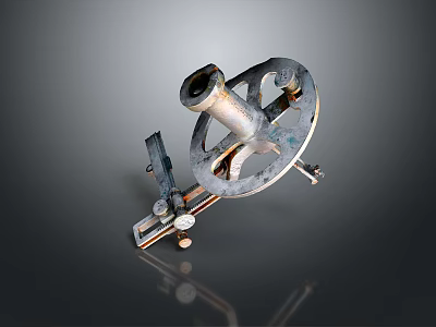 Vintage Metal Household Tool With Rotating Wheel And Lever Handle 3d model