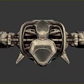 Sci Fi Metallic Robot With Blue Glowing Eyes And Mechanical Limb Structure