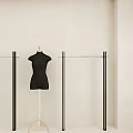 Modern Clothing Store Interior With Minimalist Design Metal Racks And Large Mirror