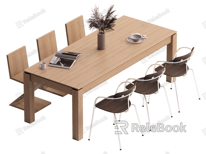 Dining Table and Chair Combination Log Style Dining Table and Chair Combination model