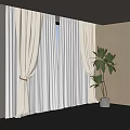 Light Beige Sheer Curtains With Natural Light And Green Plant By Window