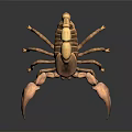 Detailed 3D Rendered Scorpion Model With Brown Exoskeleton And Dark Background Reflection