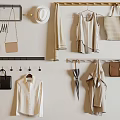 Stylish Wall Hooks With Hat Bags Shirt Scarf And Umbrella For Home Storage