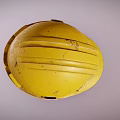 Yellow Worn Construction Hard Hat With Weathered Texture And Dents 3d model