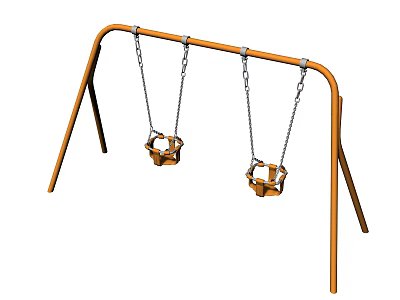 Outdoor Playground Equipment with Two Swing Seats Metal Frame and Chains 3d model