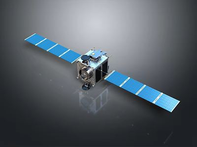 High Tech Satellite Showcasing Blue Solar Panels Metallic Frame And Space Mission Components 3d model