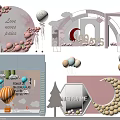 Colorful Inflatable Arch Moon Structure With Balloons Strawberries Trees And Decorative Elements