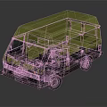 Green Vintage Boxy Van Featuring Compact Design And Classic Commercial Style