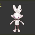 White Game Character With Rabbit Like Ears And Red Eyes In Standing Pose