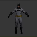 Batman Game Movie Character 3D Model With Gray Costume Yellow Utility Belt And Black Cowl