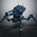 Blue Mechanical Spider Robot With Multi Legged Structure And Antennas Number 017 3d model