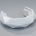 Modern White Geometric Reception Desk With Polygonal Shape And Sleek Design 3d model