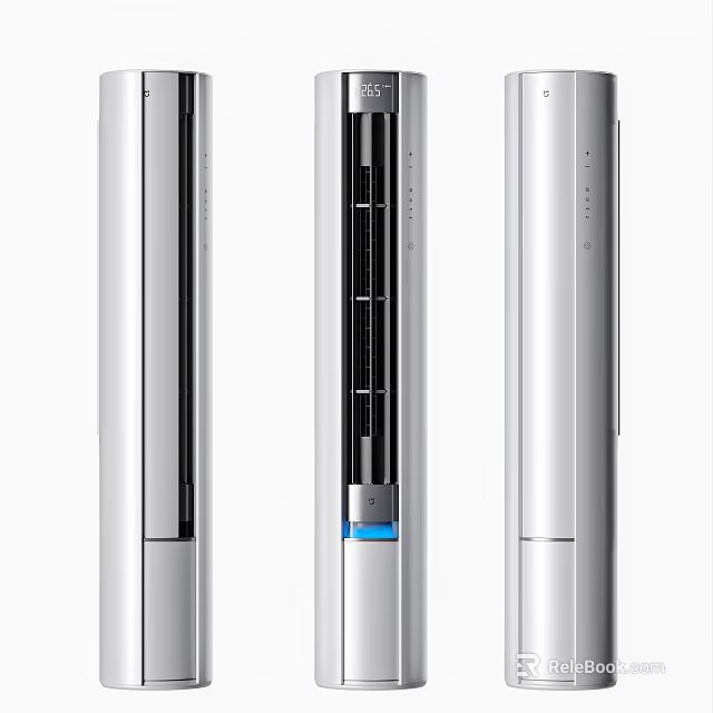 Modern Silver Tower Air Conditioner Fan With Control Panel And Sleek Design 3d model 