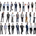 Diverse Group Of People In Professional And Casual Outfits Standing In Various Poses