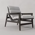 Modern Leisure Chair With Dark Wooden Frame And White Padded Cushions