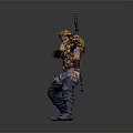 Legendary Warrior Character With Golden Hair Ornate Armor And Trident In Combat Stance