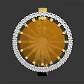 Elegant Gold Ring With Orange Gemstone Surrounded By Small White Diamonds 3d model