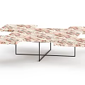 Modern Coffee Table With Irregular Marble Surface And Black Metal Frame
