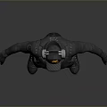 Game Movie Character In Gray Protective Suit With Helmet And Goggles Standing Pose