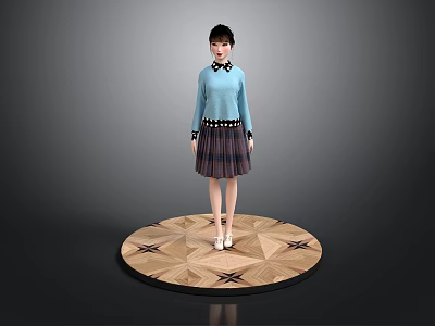 Circular Platform With Geometric Star Pattern Design Standing On Dark Background 3d model