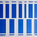 Blue Building Components with Various Lengths and Widths Slats and Boards Neatly Arranged