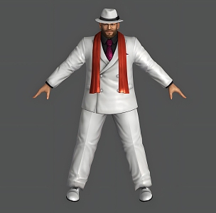 Middle-aged man uncle middle-aged clothes hat scarf Europeans foreigners can do action 3d model