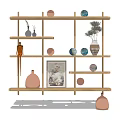Modern display rack solid wood display rack 3d model
