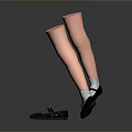 Fashionable Black Shoes Display With Pink Leg Models And Multiple Pairs Arrangement
