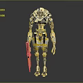 Detailed Mechanical Robot Warrior Design With Yellow Black Armor And Weapon