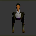 Fantasy Flying Animal with Orange Beak Green Body Purple Underbelly and Silver Armor