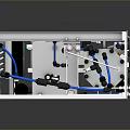Detailed Computer Internal Hardware Structure With Blue Cables Frame And Components
