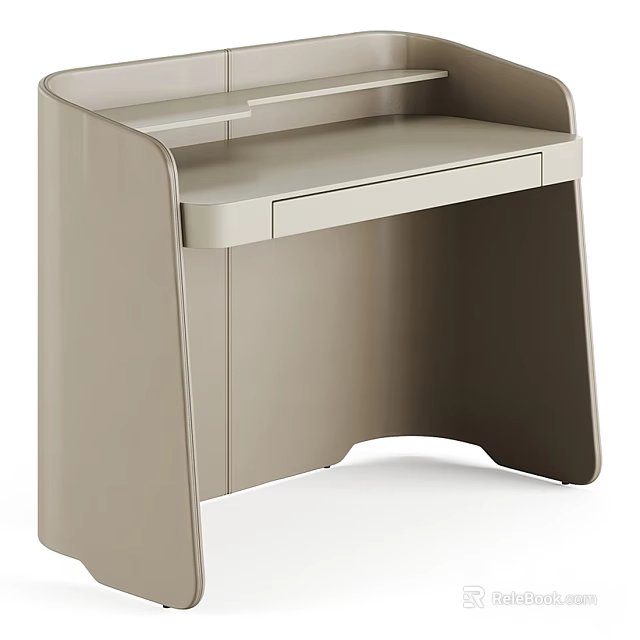 Modern Beige Dressing Table with Sleek Design and Drawer for Bedroom 3d model