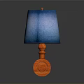 Unique Modern Table Lamp With Orange Pipe Base And Blue Gradient Shade 3d model