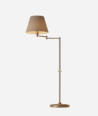 Modern Floor Lamp With Fabric Shade And Adjustable Metal Arm For Living Room 3d model