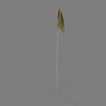 Simple Yellow Flag Mounted On Tall Flagpole Against Gray Background
