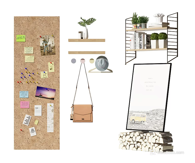 Home Interior With Functional Wall Cabinets Holding Plants Books And Decor 3d model