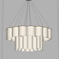 Modern Stylish Chandelier With Circular Arrangement Of Cylindrical Pleated Shades And Soft Lighting