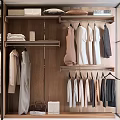 Modern Open Design Wooden Wardrobe with Metal Frame Hanging Clothes and Storage Shelves