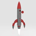 Gray And Red Rocket With Pointed Nose Flames And Circular Component For Space Exploration 3d model