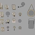 Cream Makeup Mirror Dressing Mirror Full-length Mirror Floor Mirror Hanging Mirror Bathroom Mirror 3d model